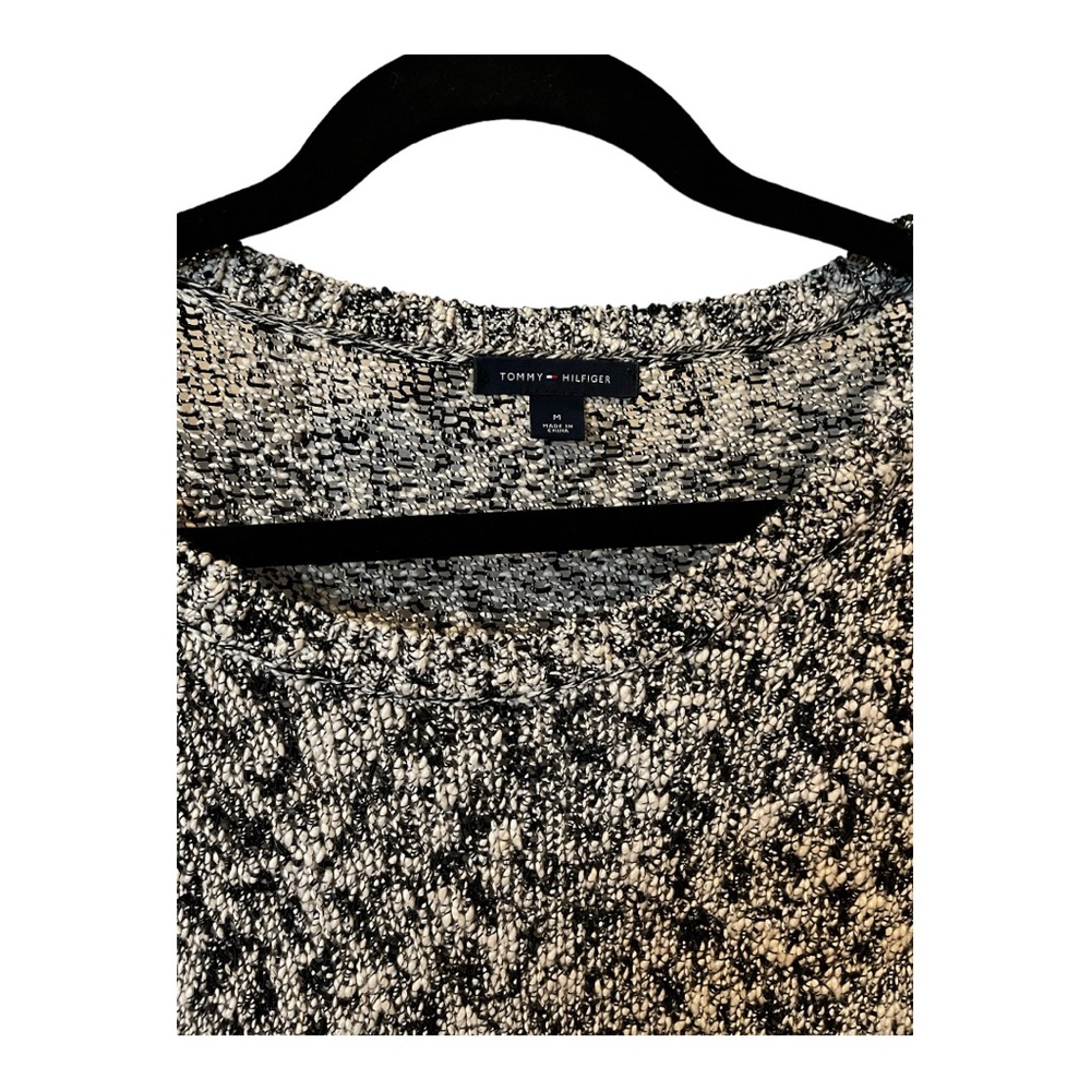 Tommy Hilfiger black and white open weave with silver metallic thread